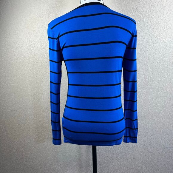 Michael Kors blue striped long sleeve top size S dark academia baddie preppy - Picture 11 of 14